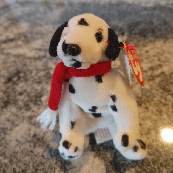 Retired 2002 Jingle Beanie Baby Dizzy, Dalmatian Dog, Christmas Toy - Rattle - Picture 11 of 15